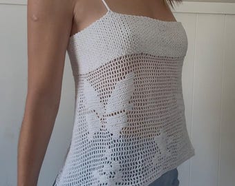 Patrón de top de crochet Butterfly Meadow / Top de crochet filet (patrón PDF)