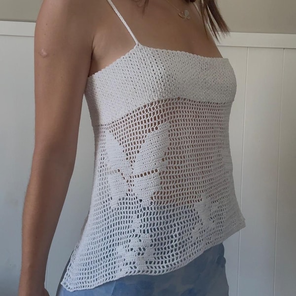 Butterfly Meadow Crochet Top Pattern | Filet Crochet Tank (PDF Pattern)