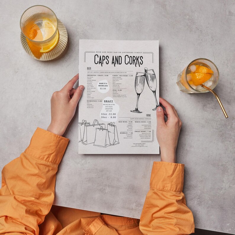 Editable Bar & Drink Menu Canva Template | Rustic Industrial ...