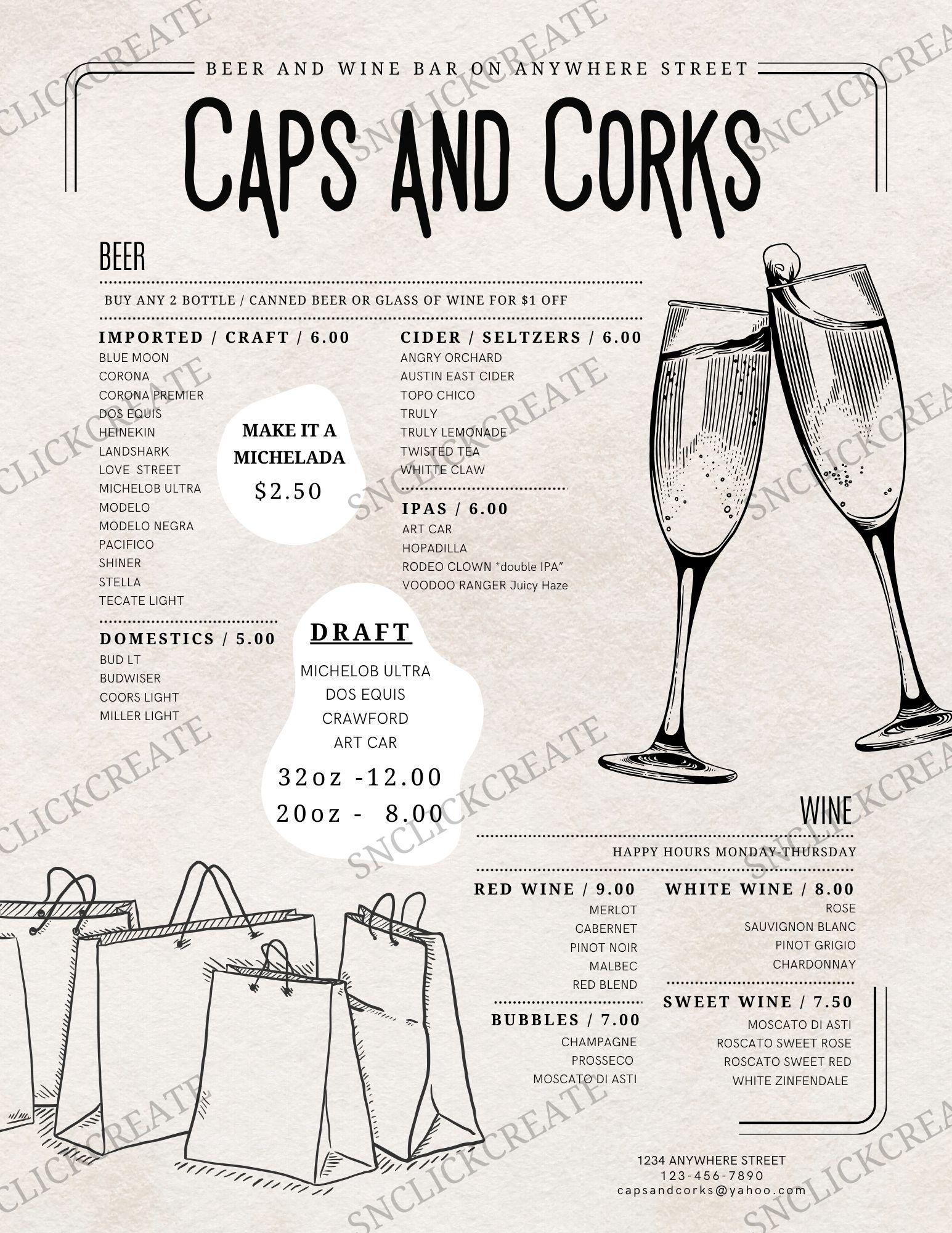 Editable Bar & Drink Menu Canva Template | Rustic Industrial ...