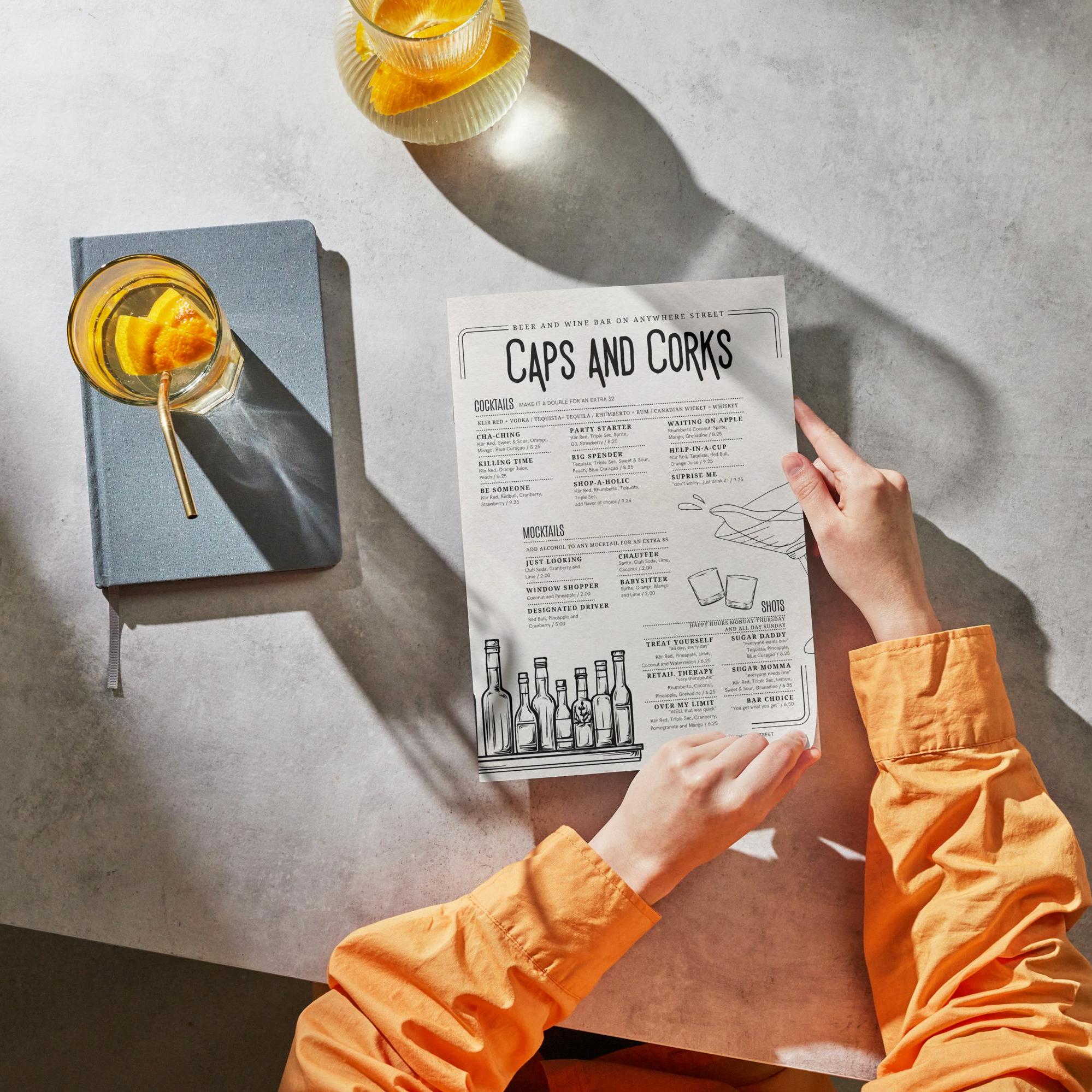 Editable Bar & Drink Menu Canva Template | Rustic Industrial ...