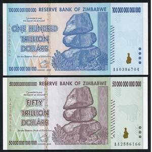 Zimbabwe - 100 and 50 Trillion Dollars 2008