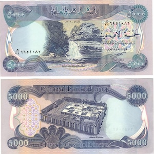 5 X 5000 Iraqi Dinar COA Uncirculated and Crisp IQD!!