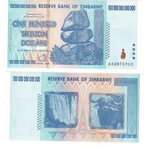 100 Trillion Zimbabwe Banknotes 2008 AA Series Uncirculated