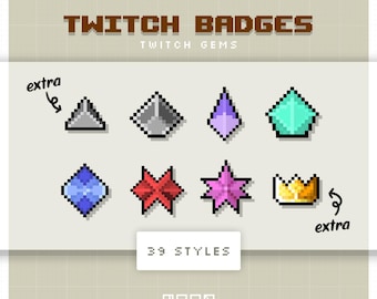 ピクセルアートTwitchビットバッジ：39種類のカスタムデザイン