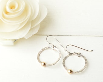 Silver Satalite Earrings with Gold Dot