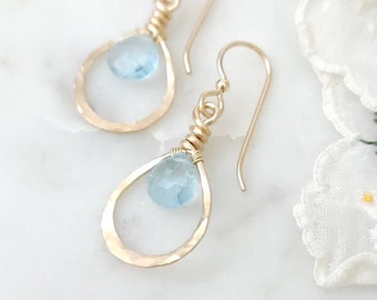 Aquamarine & 14K Gold Filled Dangle Earrings