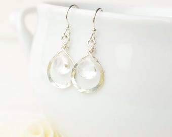 Dewdrop Earrings in Quartz in Silver
