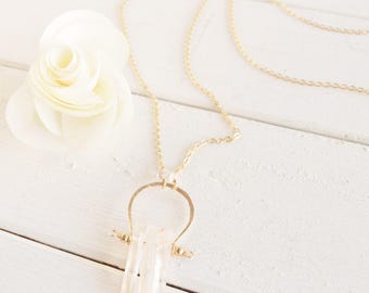 Crystal Point Long Bit & Bridle Necklace