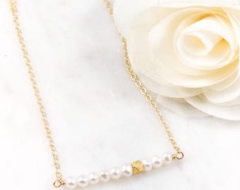 Pearl "Offbeat" Bar Necklace
