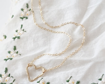 Hammered Heart 14k Gold Filled Necklace