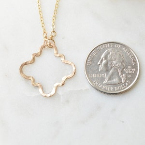 Quatrefoil Pendant & Chain Necklace, Clover Necklace, Phi Mu, 14k Gold Filled, Sterling Silver, Gold Pendant, Boho, Gift for Her, Handmade image 4