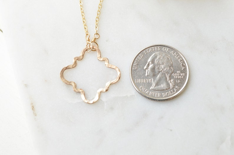 Quatrefoil Pendant & Chain Necklace, Clover Necklace, Phi Mu, 14k Gold Filled, Sterling Silver, Gold Pendant, Boho, Gift for Her, Handmade image 4