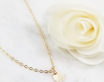 Tiny Hammered Coin Necklace