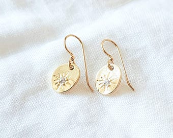 Gold Plated Stardust Earrings with Cubic Zirconia