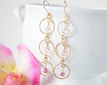 Pink Ombre Cascading Hoop Earrings