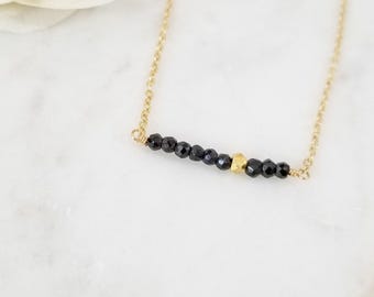 Offbeat" Bar Necklace in Spinel & Gold