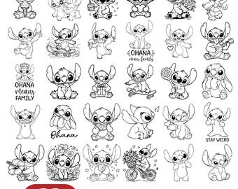 Stich und Lilo SVG, Stich SVG, Out-Line Bundle, Engel SVG, Stich Clipart, PNG Lilo Cartoon, Stich Cricut, Silhouette svg