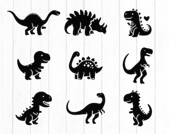 かわいい恐竜のSVGとPNGバンドル - 18種類の子供部屋用恐竜、赤ちゃん恐竜のSVG、赤ちゃん恐竜のSVGバンドル、商用利用
