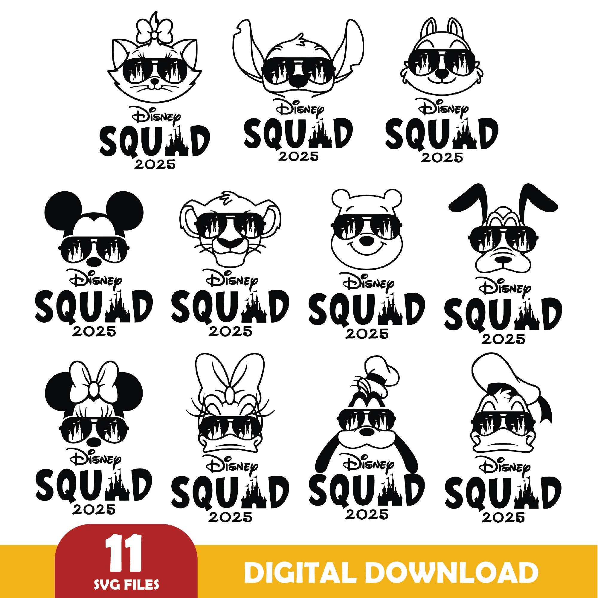 Bundle Disney Squad SVG, Disney Family Trip svg, Disney Family Vacation SVG, Disneyland, Mickey and Friends Svg, laser, cricut, cutting file