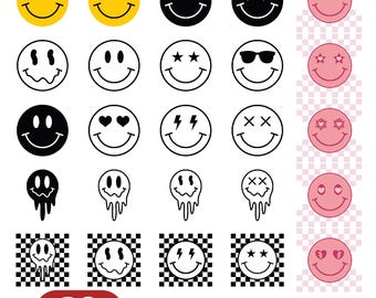 Smiley Face SVG, Groovy SVG, Boho Hippie SVG, Groovy Clipart, Groovy Cut File, Retro Cut File, Happy Face Svg, Daisy Svg  Instant Download