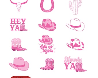 Cowgirl SVG Bundle, Cowgirl Boots Svg, Cowgirl Hat Svg, Let's Go Girls Svg, Disco Cowgirl Svg, Cow Skull Svg, Western Svg, Horshshoe Svg