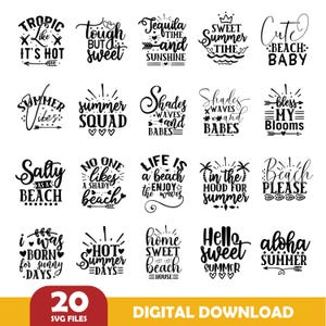 Summer SVG Bundle 80 Designs, Beach Ocean Coastal Cut Files, Palm Tree Wave Surf Svg Png Dxf Eps, Cricut Summer Quotes, Beach Life Clipart