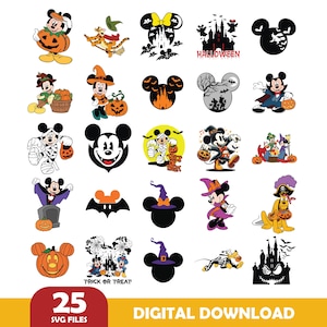 Mickeyy Mouse Halloween Svg, 30 Designs Easy to use, Cartoon Characters, Layered Svg by colors, Transparent Png, Cut files for Cricut