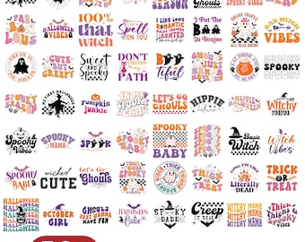 Halloween SVG-paket, roliga läskiga citat png, häxa och spökeskelett png, pdf, Halloween-tröjadesigner för Cricut och sublimering svg