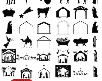 Nativity Scene SVG, Nativity Scene Clipart, Nativity SVG Bundle, Nativity Svg, Christmas SVG, Nativity Silhouette