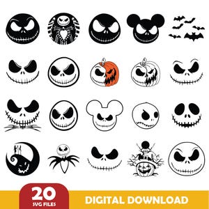 Skellington SVG-Bundle, Alptraum vor SVG, Halloween Cricut-Dateien, Skellington Clipart, Vektor-Dateien, Jack SVG-Bundle, digitaler Download