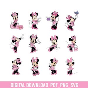 Minnie Mouse Svg, Minnie Mouse Png, Minnie Mouse pdf, Download immediato