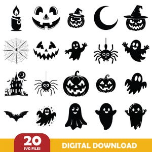 Halloween SVG Bundle, Spooky Season Cut Files for Cricut & Silhouette, Halloween Shirt Designs, Trick or Treat SVG, Ghost Pumpkin Bat SVG