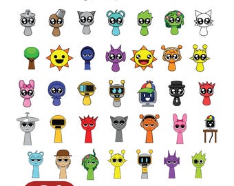 Sprunki Svg Bundle Sprunki Beats Gaming Clipart Layered SVG Gamer Birthday Incredibox Sprunki Pattern Font Png Clipar