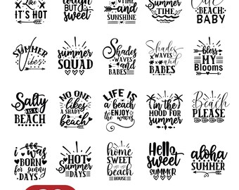 Svg estate, pacchetto di Svg costieri estivi, spiaggia, oceano, scarabocchio disegnato a mano, file Svg, Svg Cricut, file di taglio estivi, vita da spiaggia, Svg estate