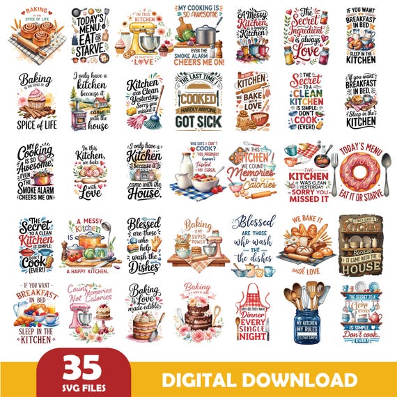 Kitchen Towel Sublimation svg Bundle, Funny Kitchen Towel SVG, Funny Kitchen SVG, Baking Svg, Funny Kitchen Quotes Svg