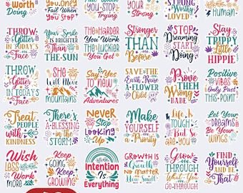 Boho Motivational quotes Png Svg, Bundle, Inspirational Quotes, Printable Stickers, Positive Affirmations, Self Love svg, Mental Health svg