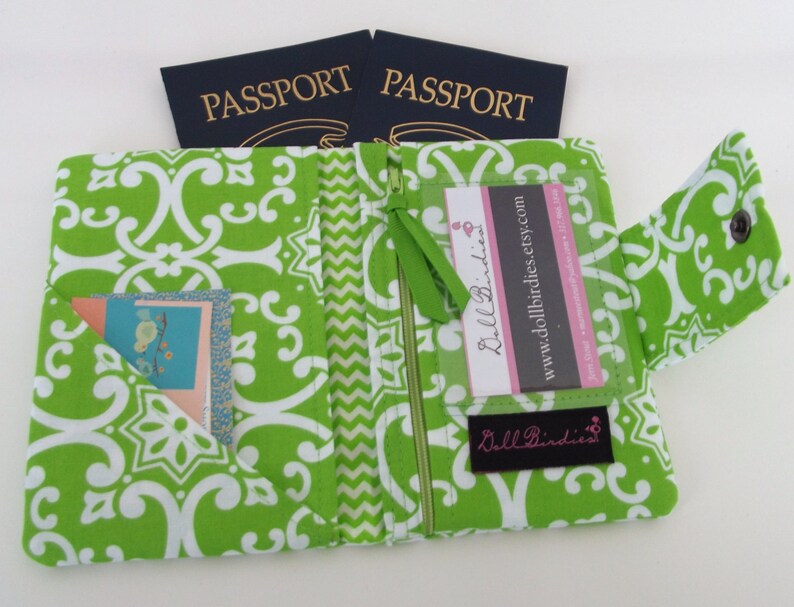 Dollbirdies Small Passport Wallet With ID Window and Zipper Etsy