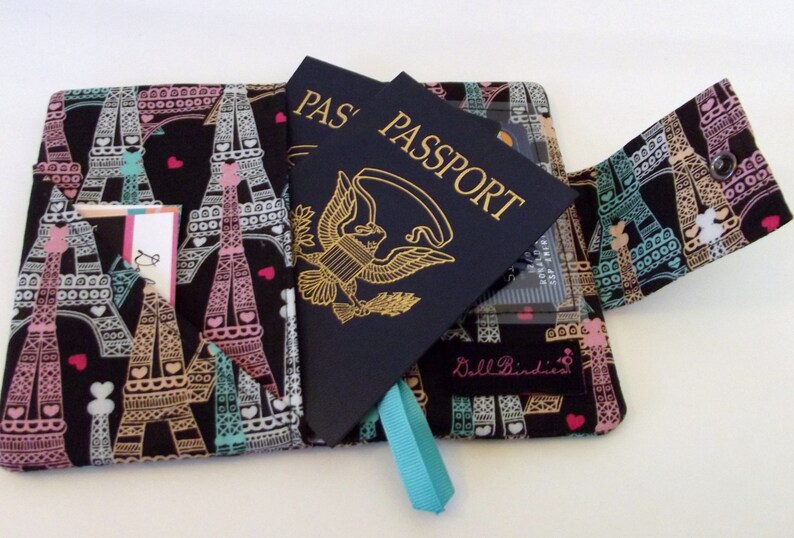 Dollbirdies Small Passport Wallet With ID Window and Zipper Etsy