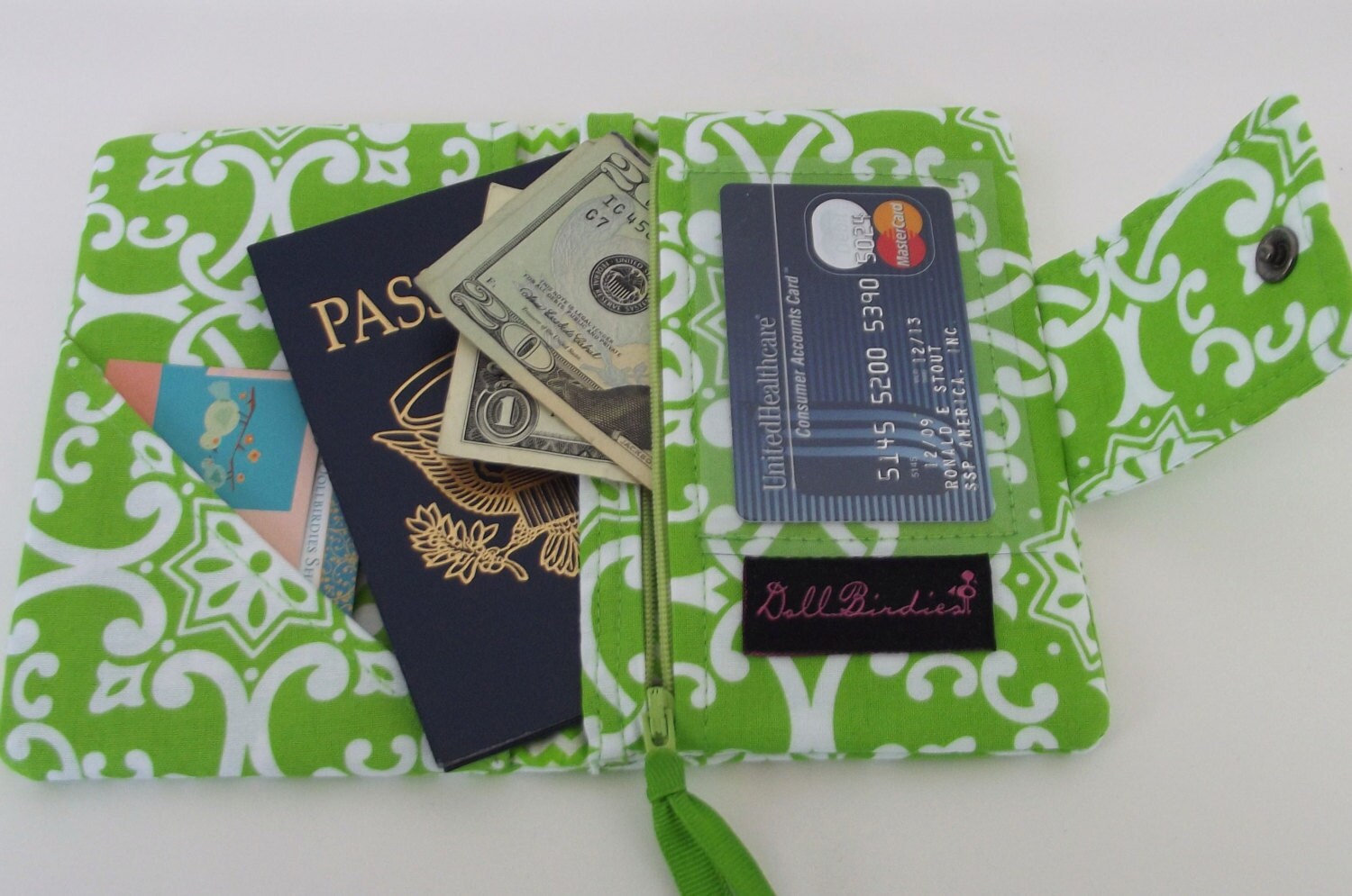Dollbirdies Small Passport Wallet with ID Window and Zipper Etsy
