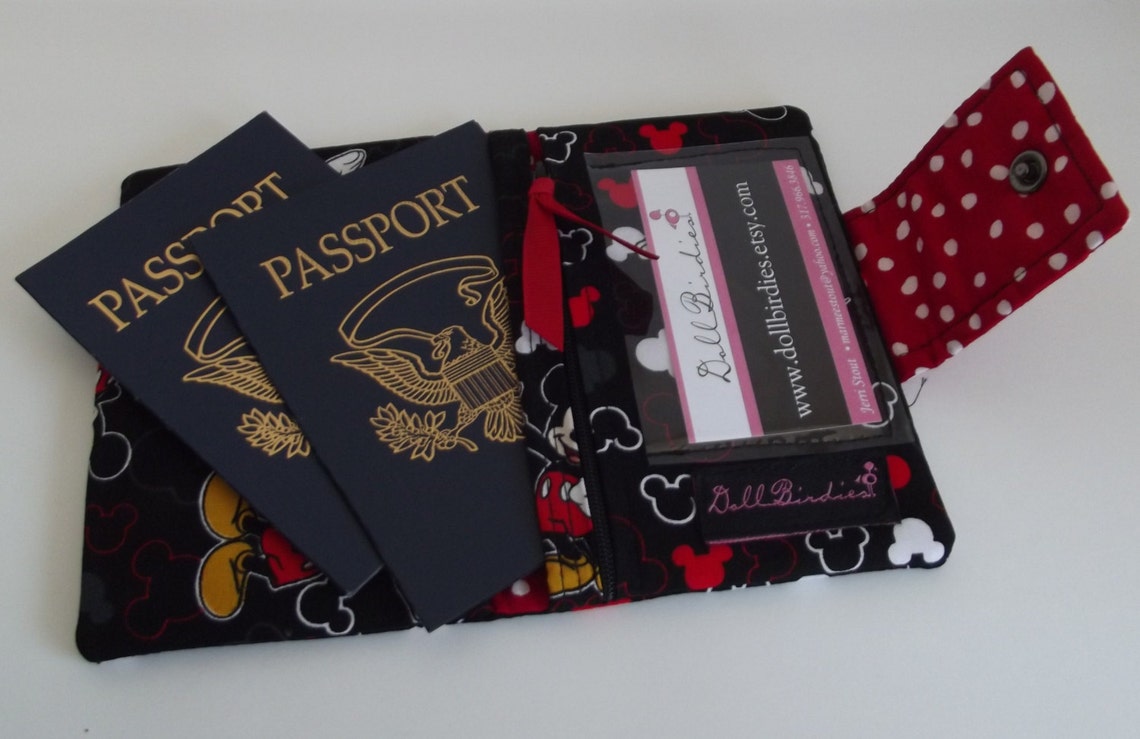 Dollbirdies Small Passport Wallet With ID Window and Zipper Etsy