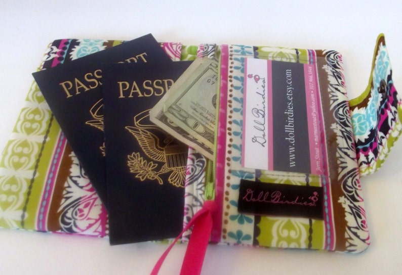 Dollbirdies Small Passport Wallet With ID Window and Zipper Etsy
