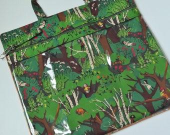 Dollbirdies Original Large Vinyl Front Project Bag, Cross Stitch Bag, Embroidery Bag, Hand Work Bag, Needle Art Bag