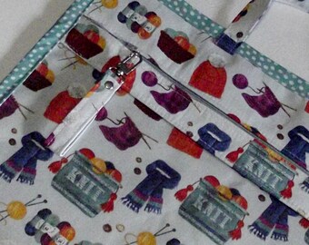 Dollbirdies Original Large Vinyl Front Project Bag, Cross Stitch Project Bag, Hanidwork Project Bag, Cross Stitch