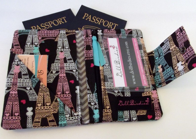Dollbirdies Small Passport Wallet With ID Window and Zipper Etsy