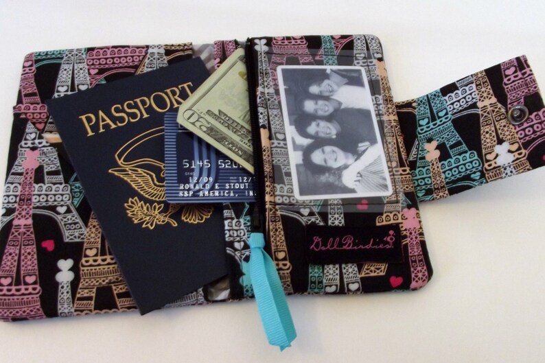 Dollbirdies Small Passport Wallet With ID Window and Zipper Etsy