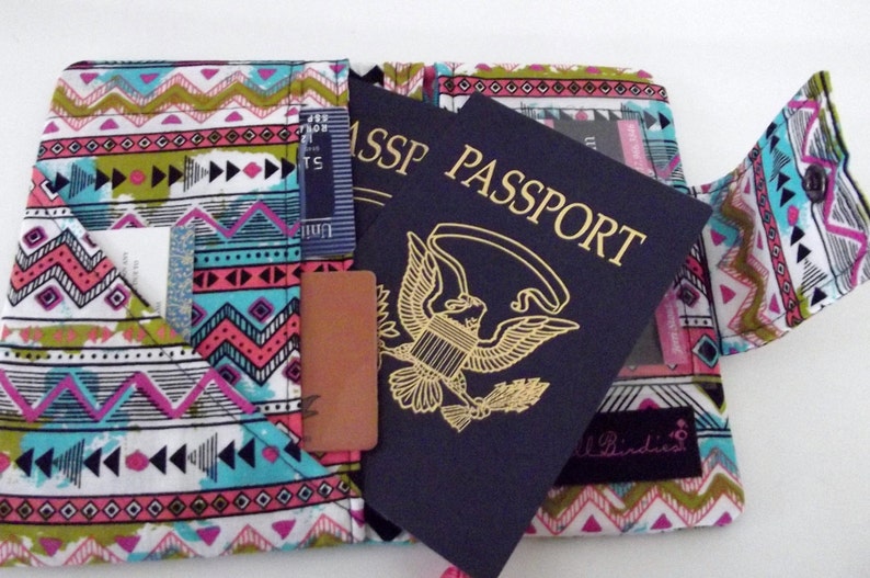 Dollbirdies Small Deluxe Passport Wallet With Zipper Pocket Etsy