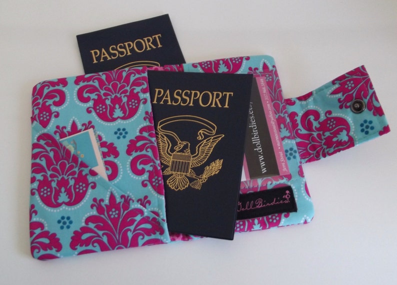 Dollbirdies Small Passport Wallet With ID Window and Zipper Etsy