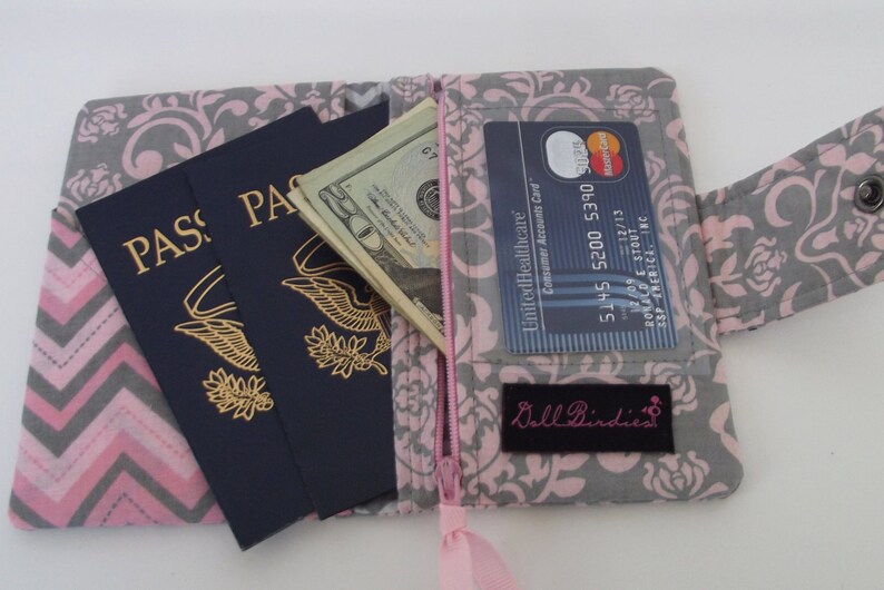 Dollbirdies Small Passport Wallet with ID Window and Zipper Etsy