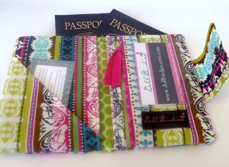 Dollbirdies Small Passport Wallet With ID Window and Zipper Etsy